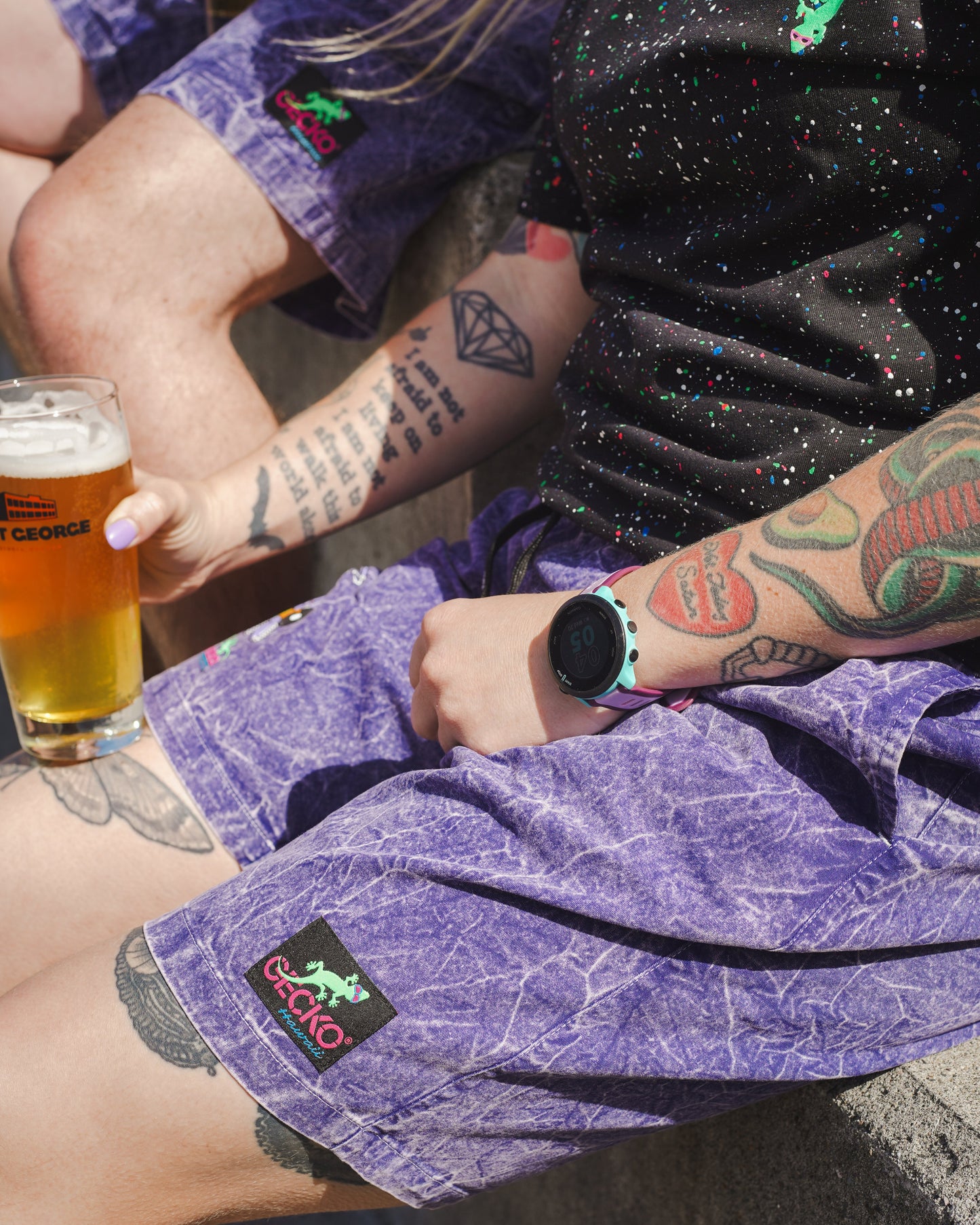 Purple Acid Wash Cotton Shorts x Gecko Hawaii Collab x : 3-Way (2026)