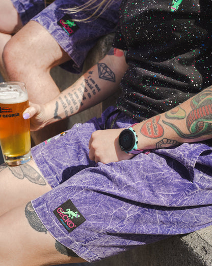 Purple Acid Wash Cotton Shorts x Gecko Hawaii Collab x : 3-Way (2026)
