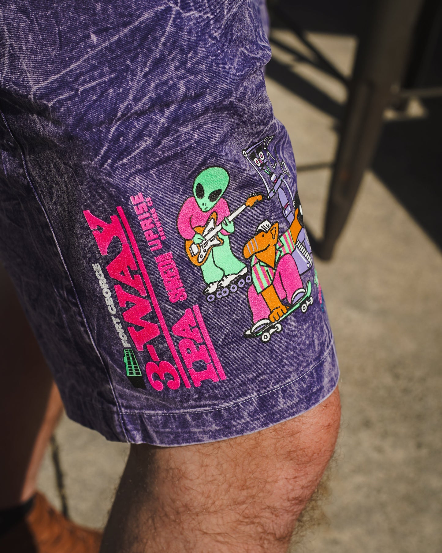 Purple Acid Wash Cotton Shorts x Gecko Hawaii Collab x : 3-Way (2026)