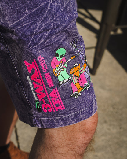 Purple Acid Wash Cotton Shorts x Gecko Hawaii Collab x : 3-Way (2026)