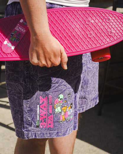 Purple Acid Wash Cotton Shorts x Gecko Hawaii Collab x : 3-Way (2026)