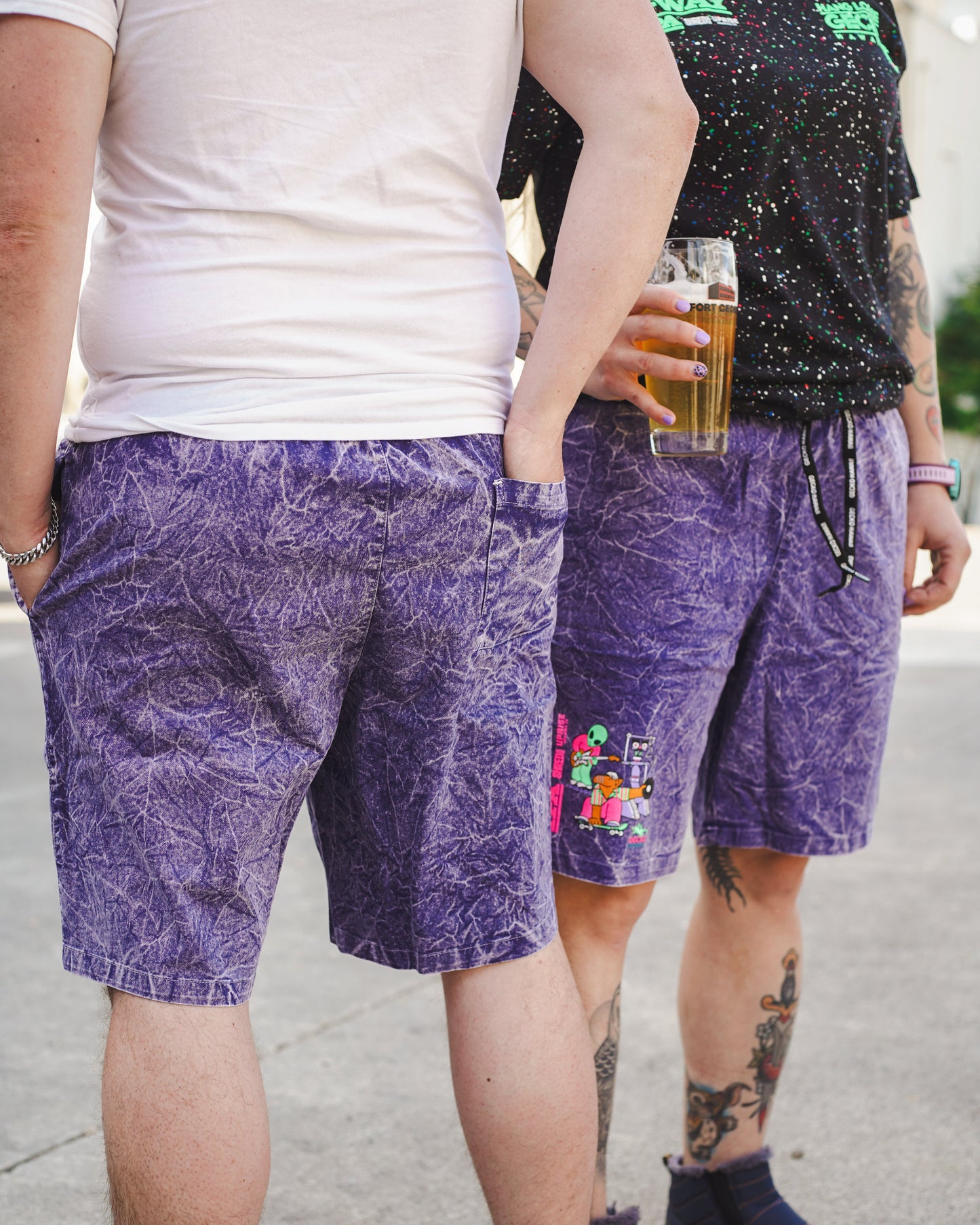 Purple Acid Wash Cotton Shorts x Gecko Hawaii Collab x : 3-Way (2026)