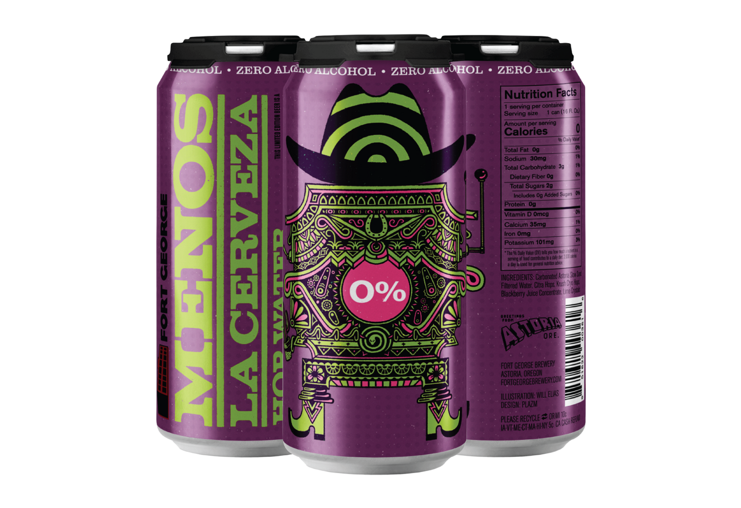 Menos la Cerveza - Blackberry Lime Hop Water NON-ALCOHOLIC